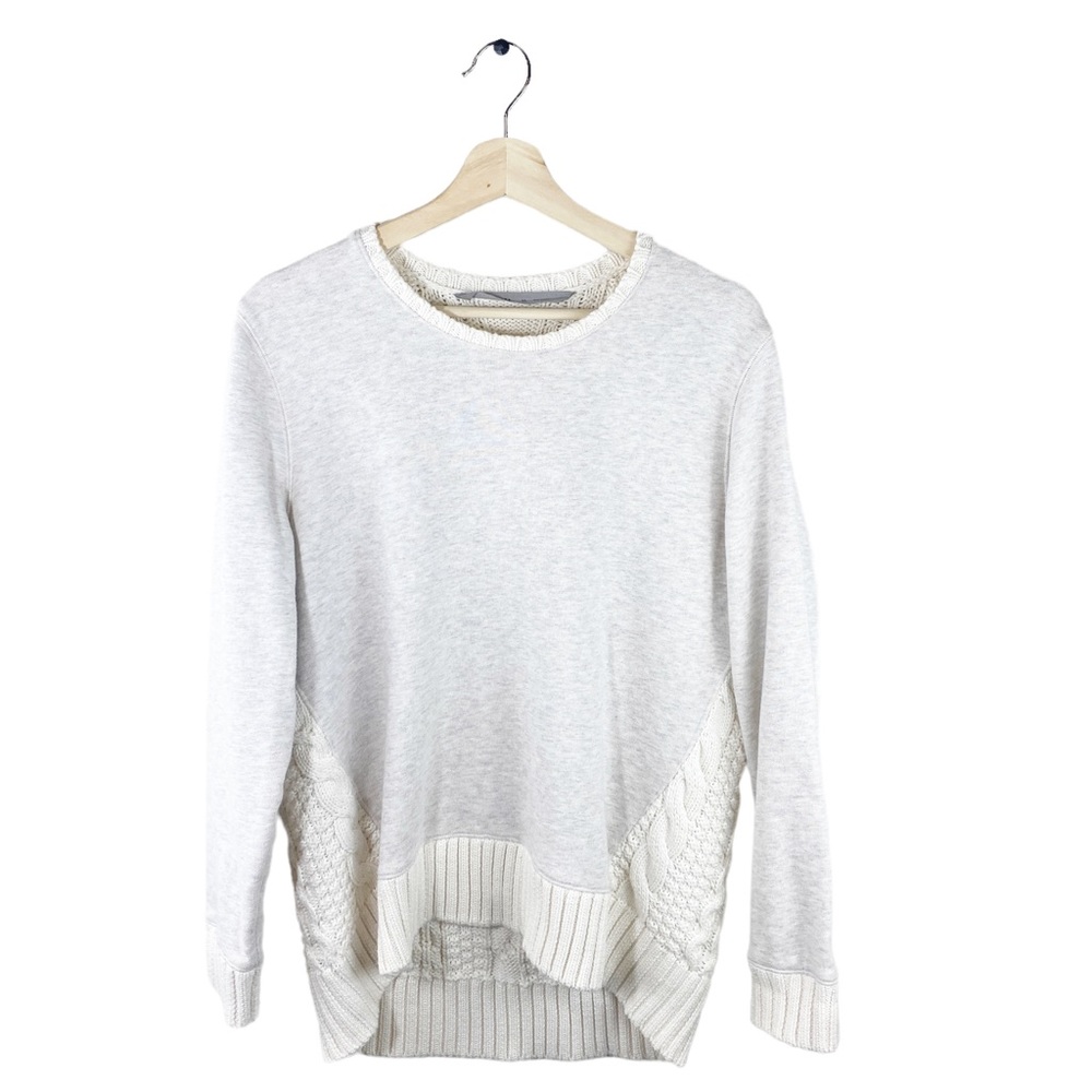 Athleta Mixed Media Sweater Cable Knit Back Sweatshirt Front - Picture 3 of 10